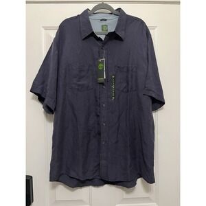 NWT Timblerland XL Linen Blend Blue Navy Camping Button Lounge Aloha Beach Shirt